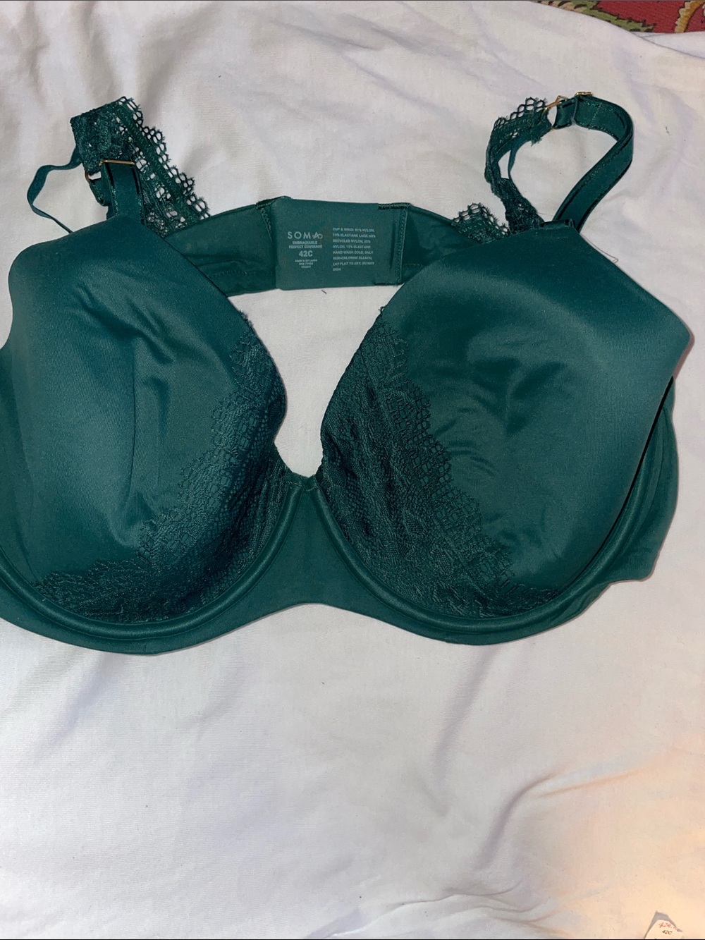 Soma Emerald Teal Full Coverage Underwire Lace-Trim Bra